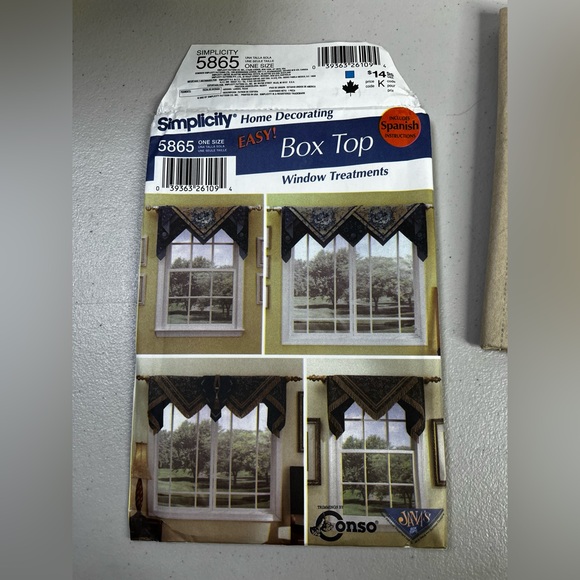 Simplicity Other - Simplicity 5865 window treatment sewing pattern-NEW-UNCUT inc Spanish info